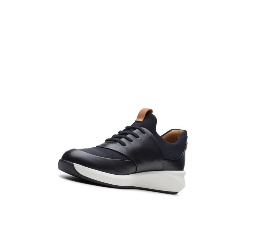 Zapatillas Casuales Clarks Un Rio Encaje Cuero Mujer Negras | FQEY-76528