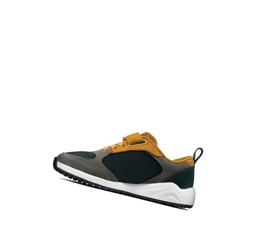 Zapatillas Clarks Aeon Flex Textil Niña Gris Oscuro Amarillo | JNYU-16590