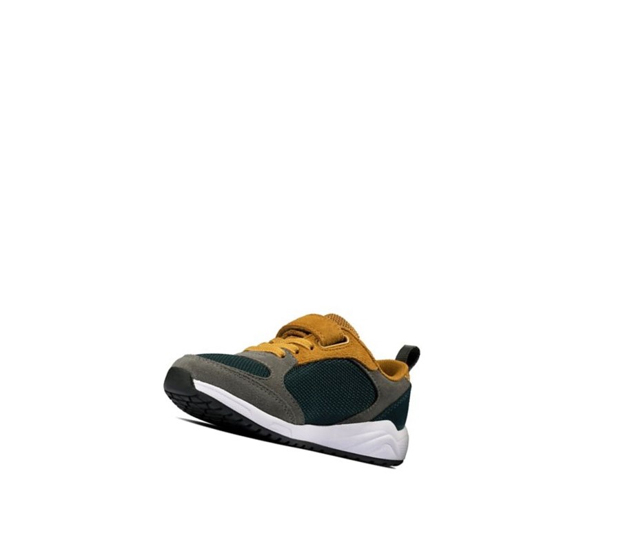 Zapatillas Clarks Aeon Flex Textil Niño Gris Oscuro Amarillo | VBHP-25018