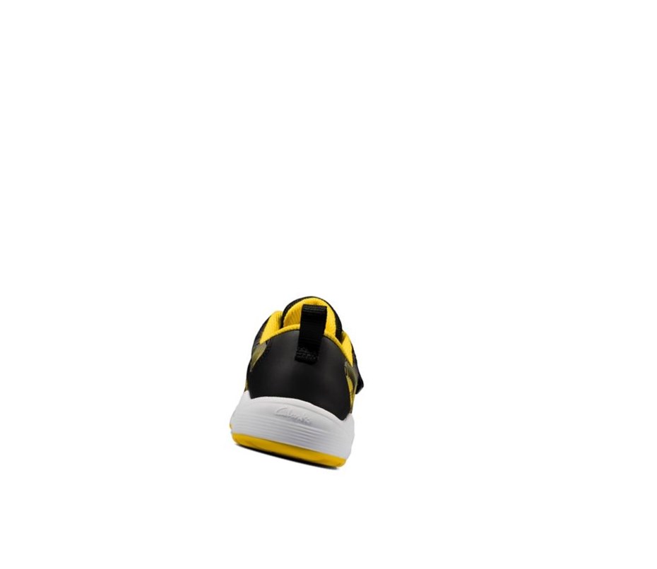 Zapatillas Clarks Aeon Pace Cuero Niña Negras Amarillo | RVMU-30712