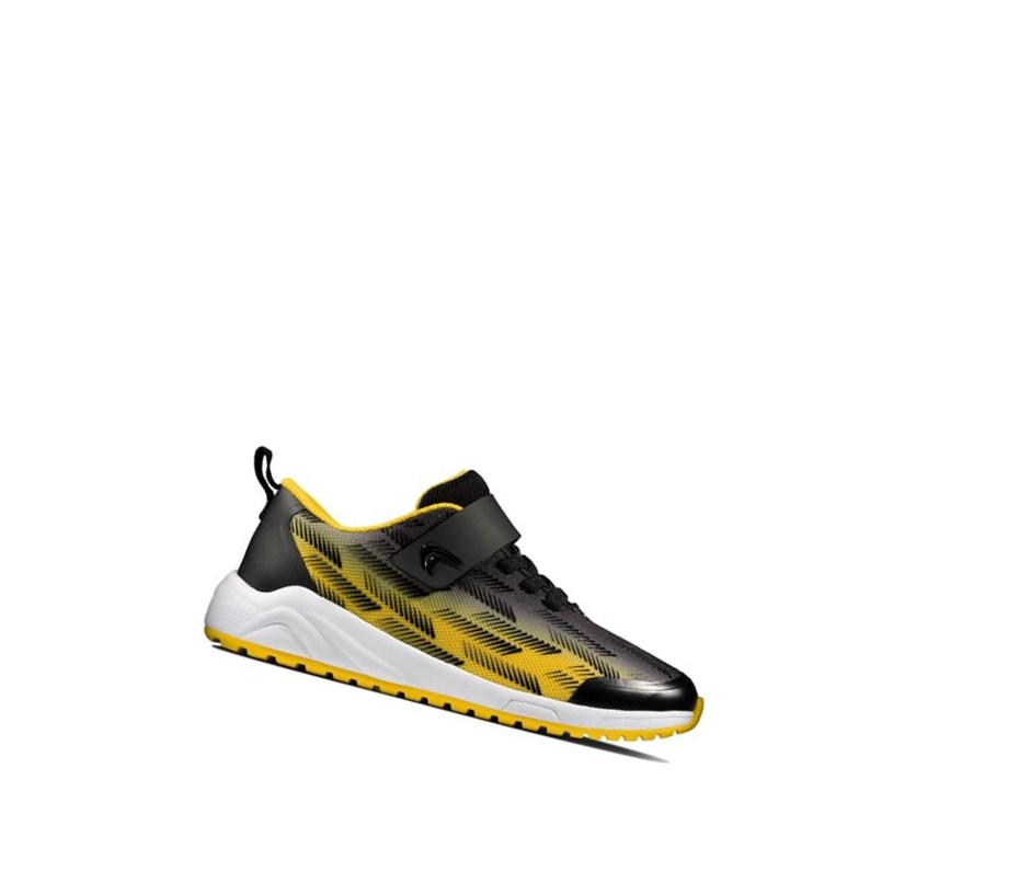 Zapatillas Clarks Aeon Pace Cuero Niña Negras Amarillo | WBEU-92708