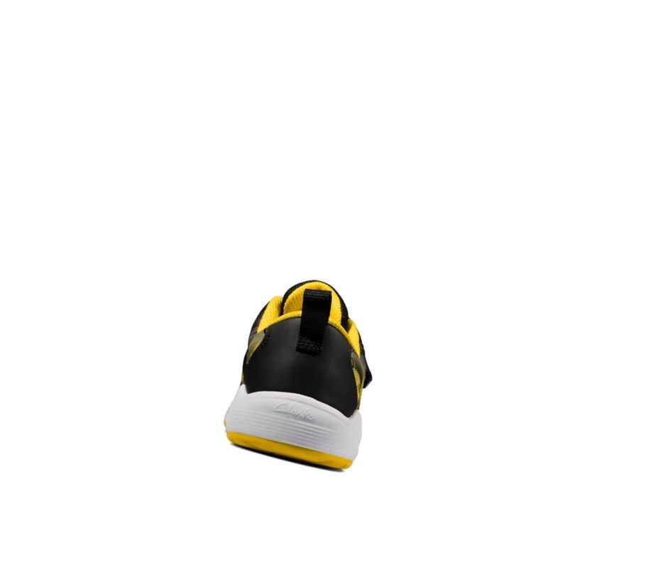 Zapatillas Clarks Aeon Pace Cuero Niño Negras Amarillo | DBUZ-38679