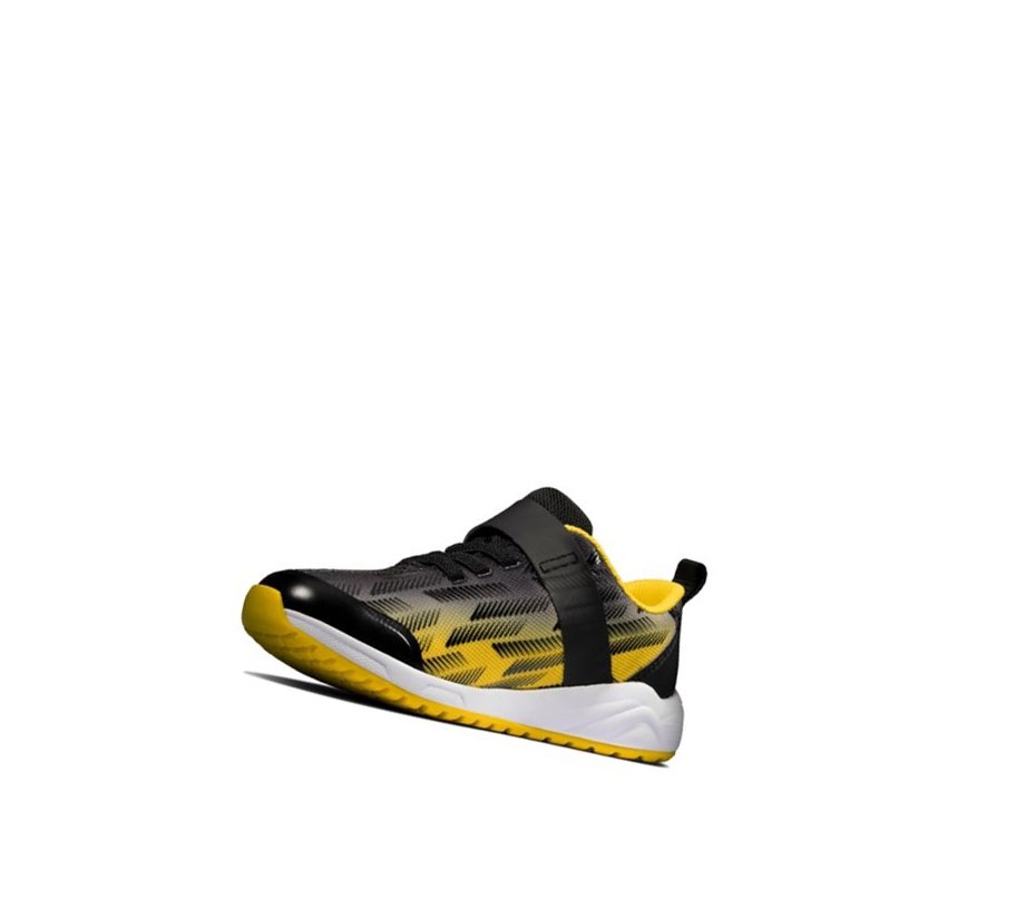 Zapatillas Clarks Aeon Pace Cuero Niño Negras Amarillo | VFAH-75312