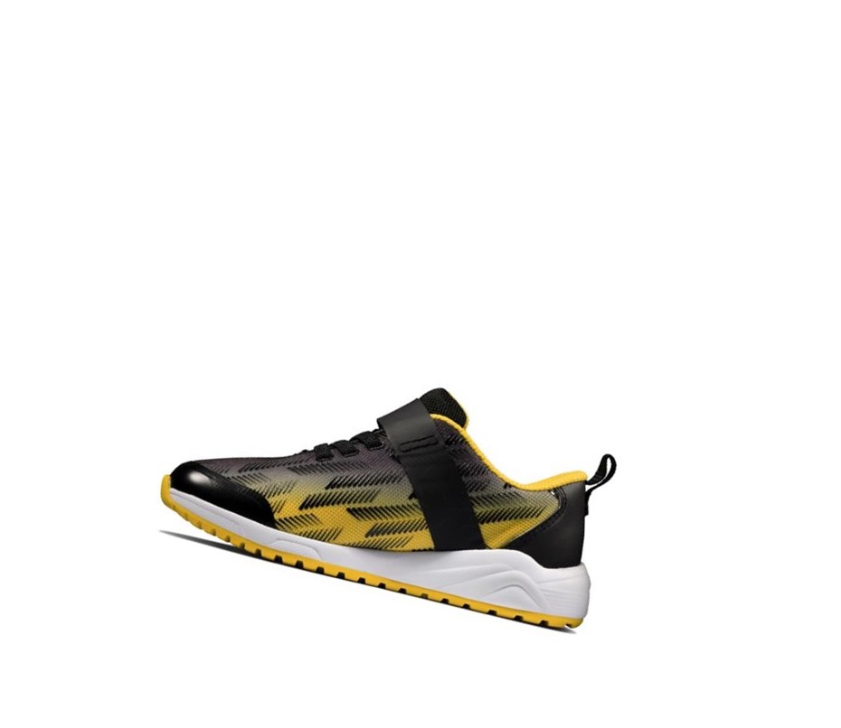 Zapatillas Clarks Aeon Pace Cuero Niño Negras Amarillo | VFAH-75312