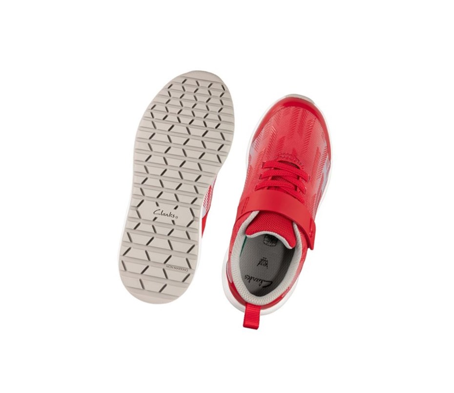 Zapatillas Clarks Aeon Pace Cuero Niño Rojas Gris | FJKX-61370