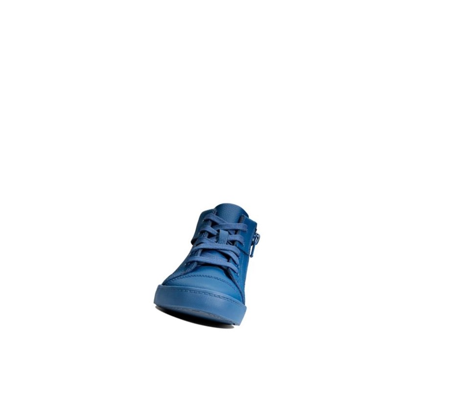 Zapatillas Clarks City Oasis Cuero Niño Azules Oscuro | VYXB-94786