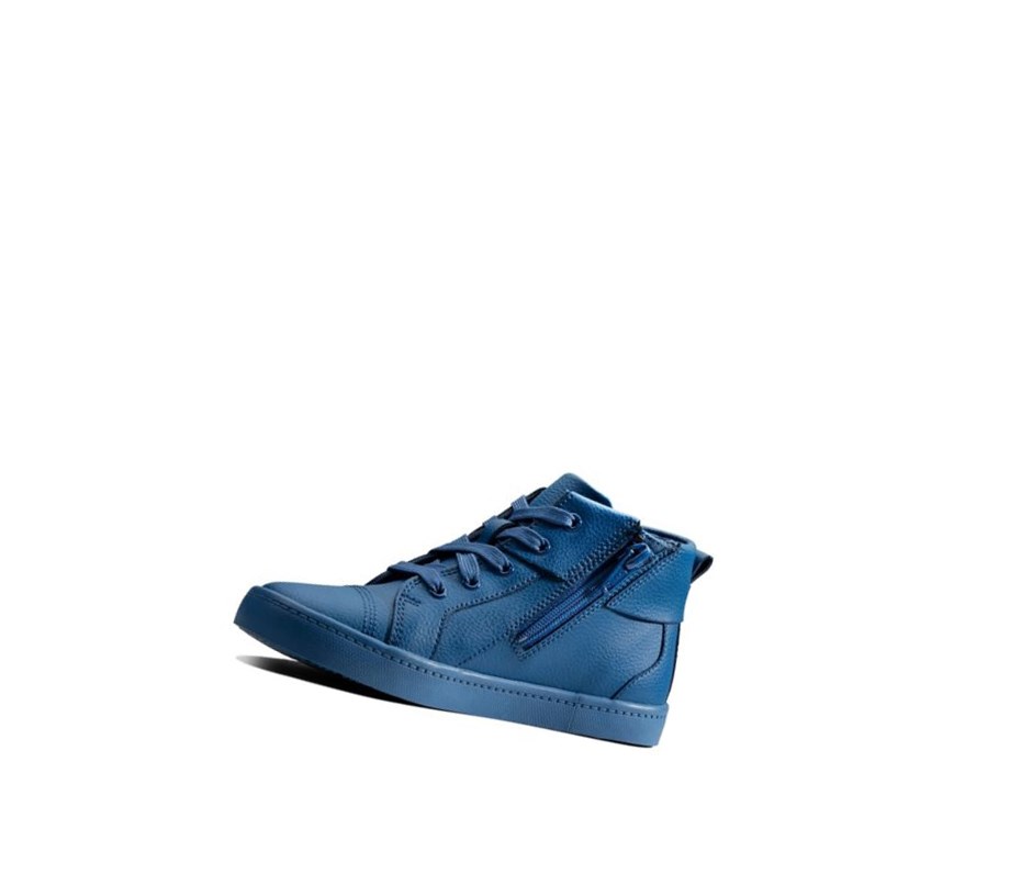 Zapatillas Clarks City Oasis Cuero Niño Azules Oscuro | VYXB-94786