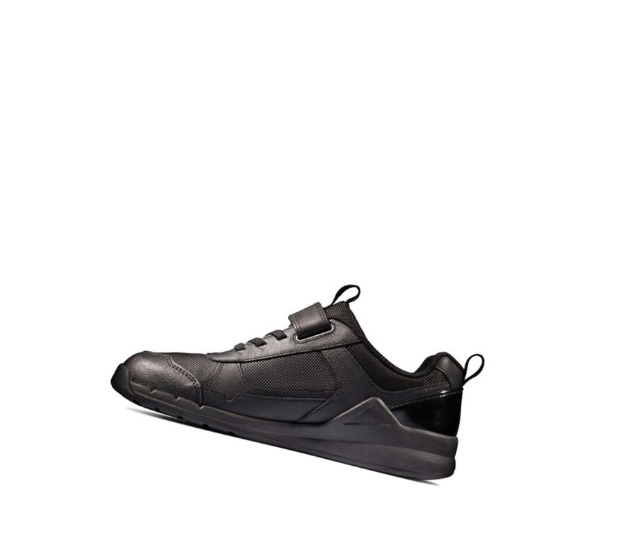 Zapatillas Clarks Orbit Sprint Cuero Niña Negras | JTHU-45978