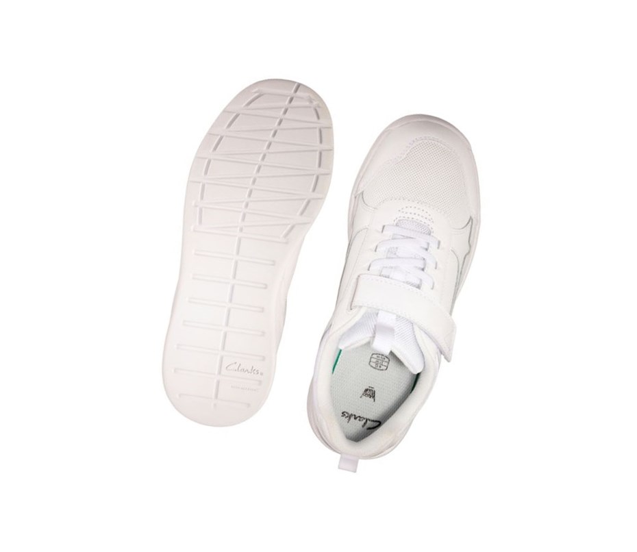 Zapatillas Clarks Orbit Sprint Cuero Niña Blancas | NDGS-18596