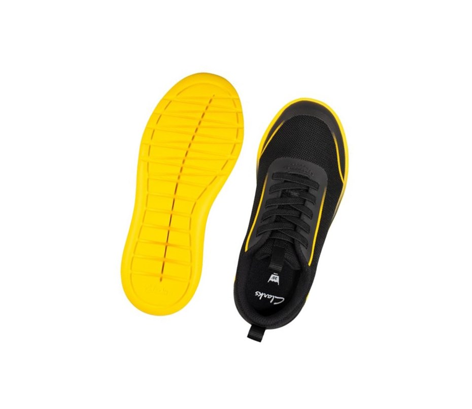 Zapatillas Clarks Suburb Spark Niño Negras Amarillo | QAZV-86541