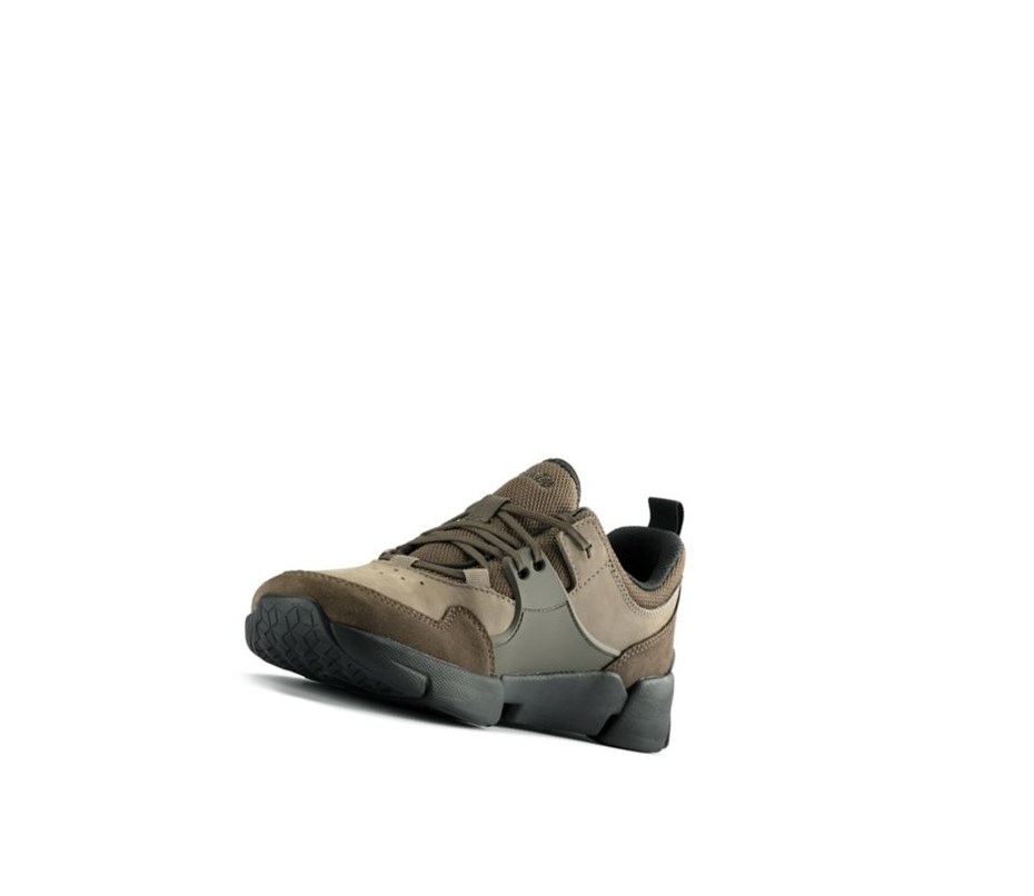 Zapatillas Clarks Tri Active Encaje Cuero Hombre Verde Oliva Oscuro | PQKI-38019