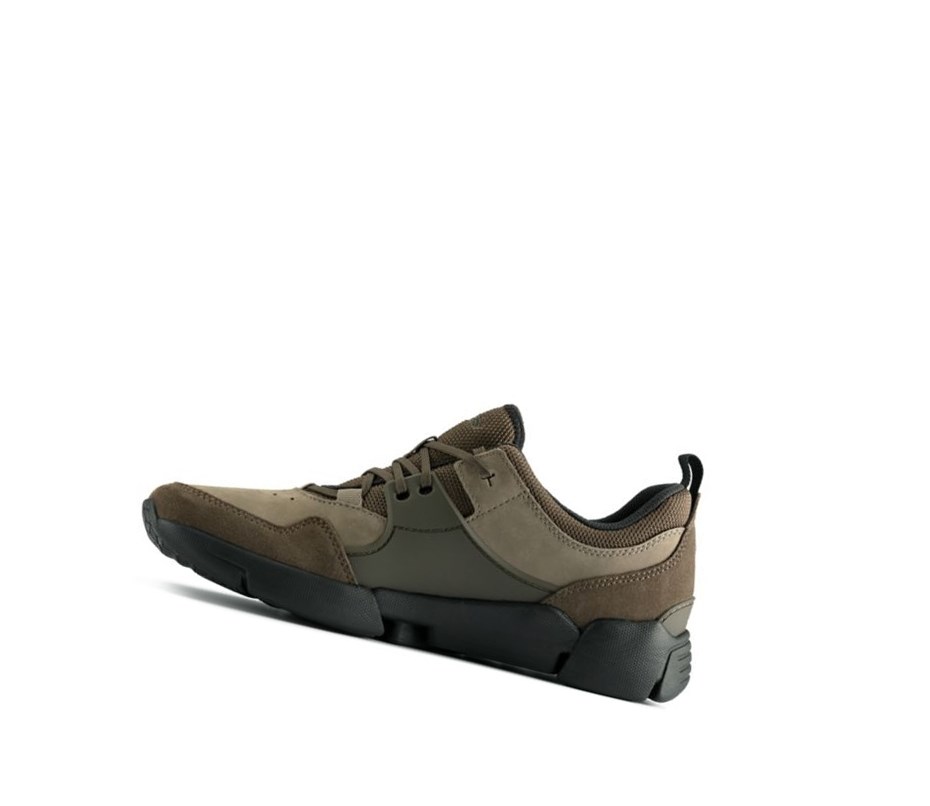 Zapatillas Clarks Tri Active Encaje Cuero Hombre Verde Oliva Oscuro | PQKI-38019