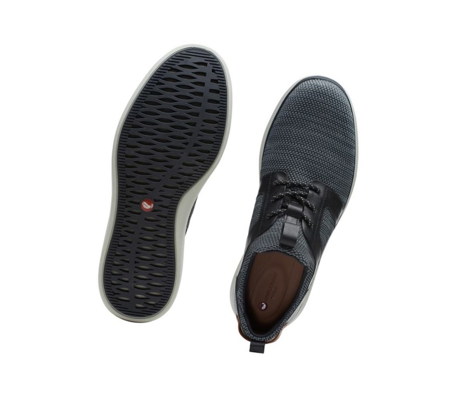 Zapatillas Clarks Un Globe Encaje Cuero Hombre Negras | KNMW-52803