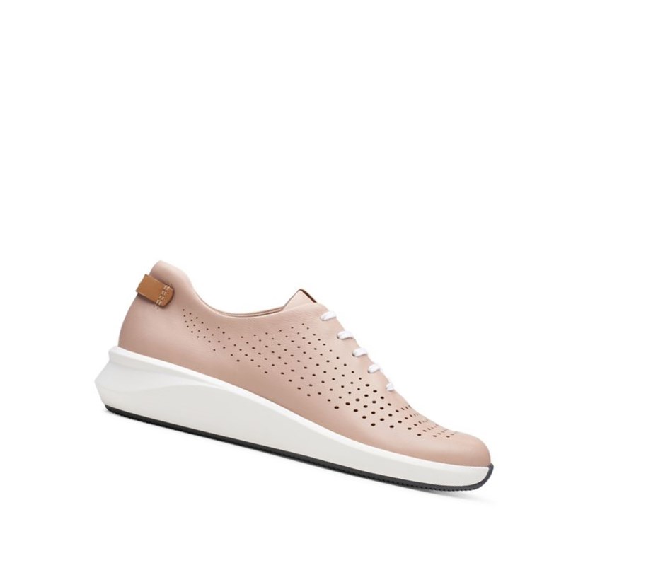 Zapatillas Clarks Un Rio Tie Cuero Mujer Arena | JBYZ-79360