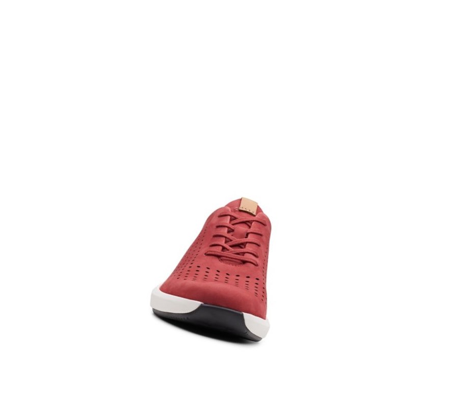 Zapatillas Clarks Un Rio Tie Nubuck Cuero Mujer Rojas | VARN-73246