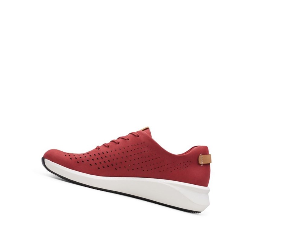 Zapatillas Clarks Un Rio Tie Nubuck Cuero Mujer Rojas | VARN-73246