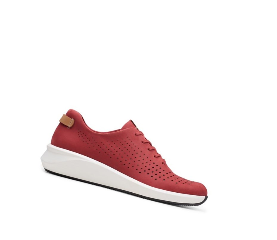 Zapatillas Clarks Un Rio Tie Nubuck Cuero Mujer Rojas | VARN-73246