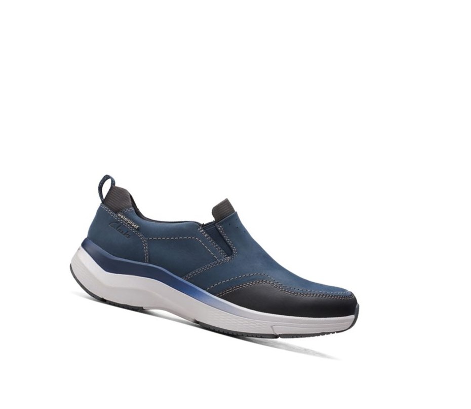 Zapatillas Clarks Wave 2.0 Edge Nubuck Cuero Hombre Azul Marino | NSZM-84207