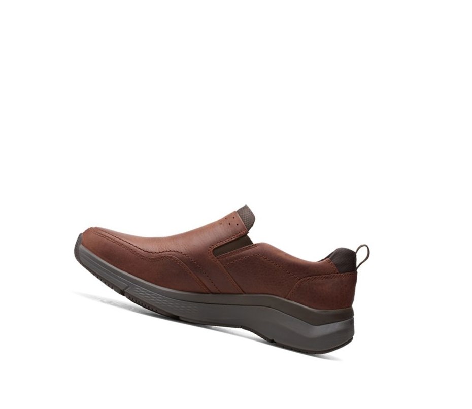 Zapatillas Clarks Wave 2.0 Edge Oily Cuero Hombre Marrones | EXRJ-31794