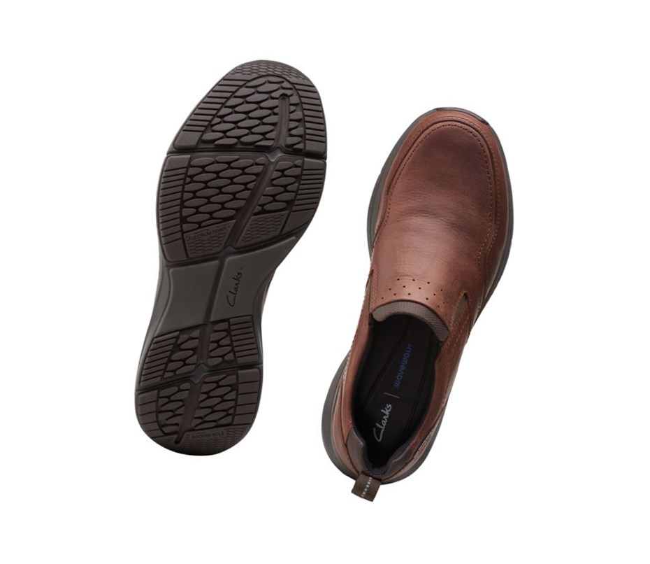 Zapatillas Clarks Wave 2.0 Edge Oily Cuero Hombre Marrones | EXRJ-31794