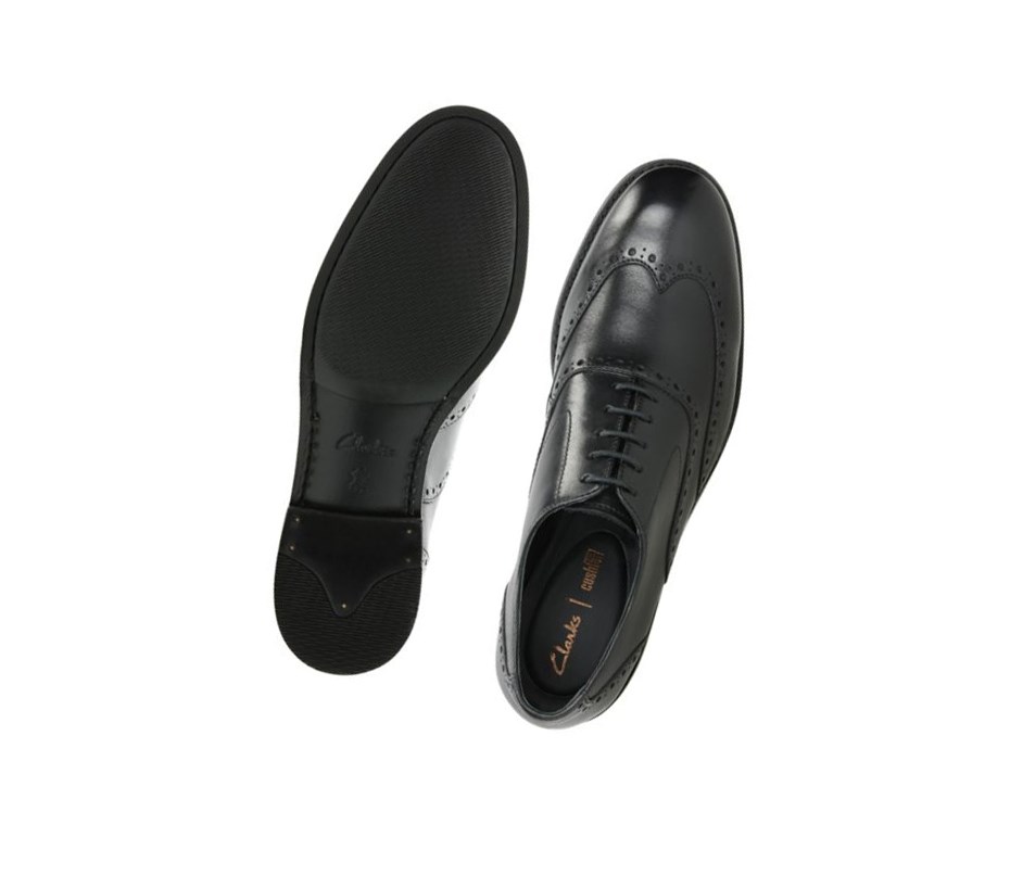 Zapatillas Para Caminar Clarks Edward Walk Cuero Anchos Fit Hombre Negras | FJTG-60974