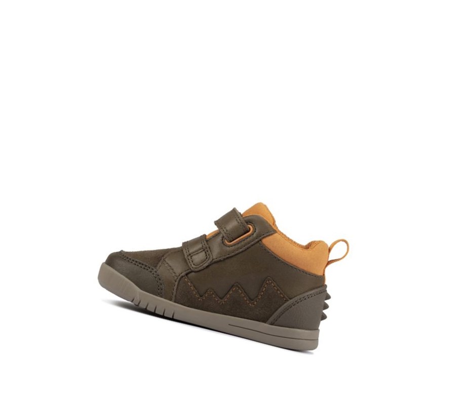 Zapatillas Para Caminar Clarks Rex Park Cuero Niña Kaki | LPQC-84915