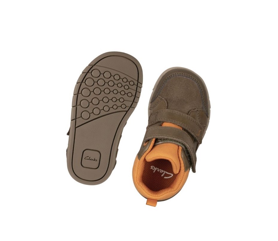 Zapatillas Para Caminar Clarks Rex Park Cuero Niña Kaki | LPQC-84915