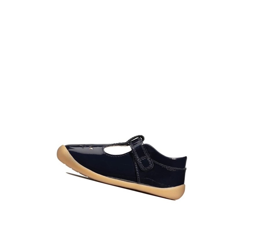 Zapatillas Para Caminar Clarks Roamer Star Charol Niña Azul Marino | OCWQ-83516