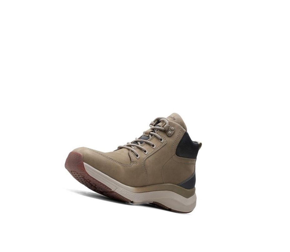 Zapatillas Para Caminar Clarks Wave2.0 Hi Textil Hombre Verde Oliva | HASU-52348