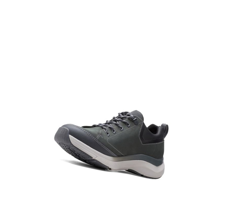 Zapatillas Para Caminar Clarks Wave 2.0 Vibe Nubuck Cuero Anchos Fit Hombre Gris Oscuro | GMOA-19203