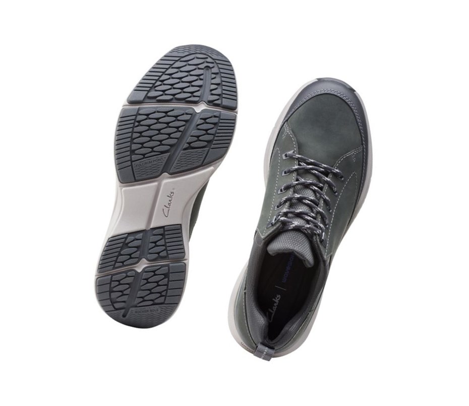 Zapatillas Para Caminar Clarks Wave 2.0 Vibe Nubuck Cuero Anchos Fit Hombre Gris Oscuro | GMOA-19203