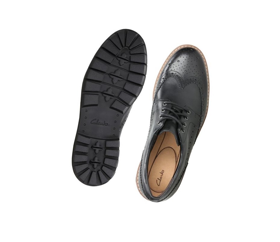 Zapatos Brogue Clarks Batcombe Wing Cuero Hombre Negras | PSQA-96735