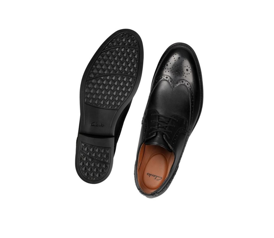 Zapatos Brogue Clarks Beckfield Limit Cuero Hombre Negras | NWCG-13587