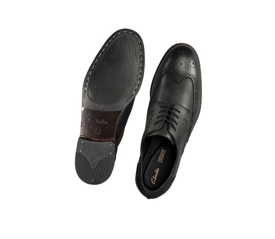 Zapatos Brogue Clarks Flow Limit Cuero Hombre Negras | XQBN-25491