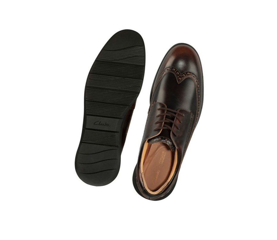 Zapatos Brogue Clarks Helston Limit Cuero Hombre Marrones Oscuro | NYMQ-85934