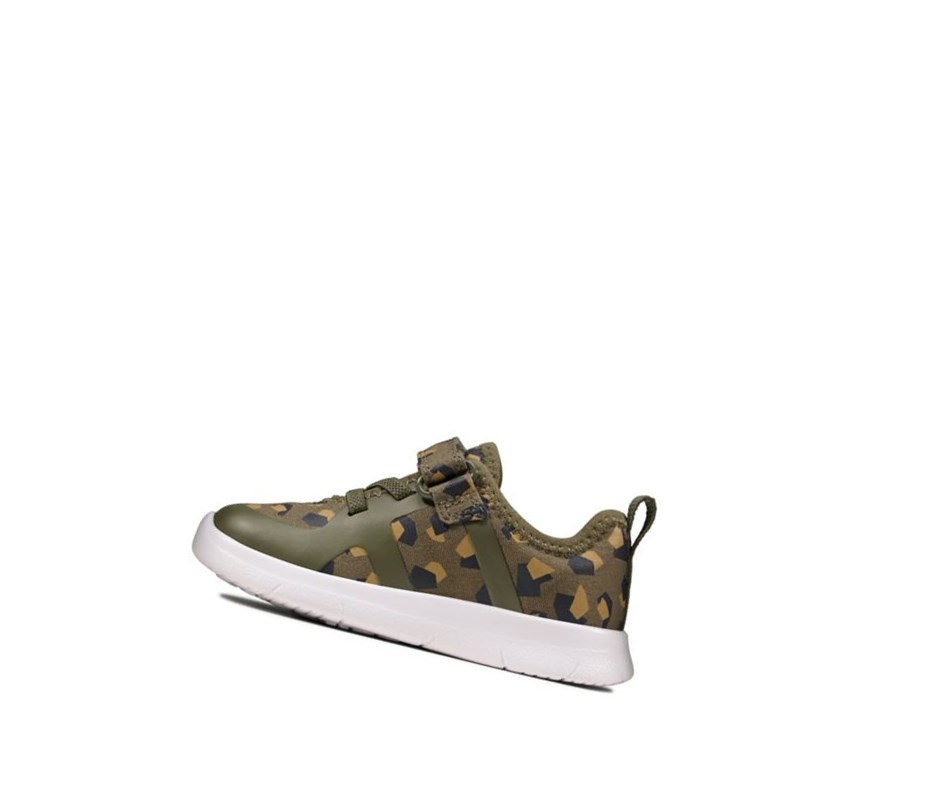 Zapatos Casuales Clarks Ath Flux Textil Niño Verde Oliva Camuflaje | OXAT-29547