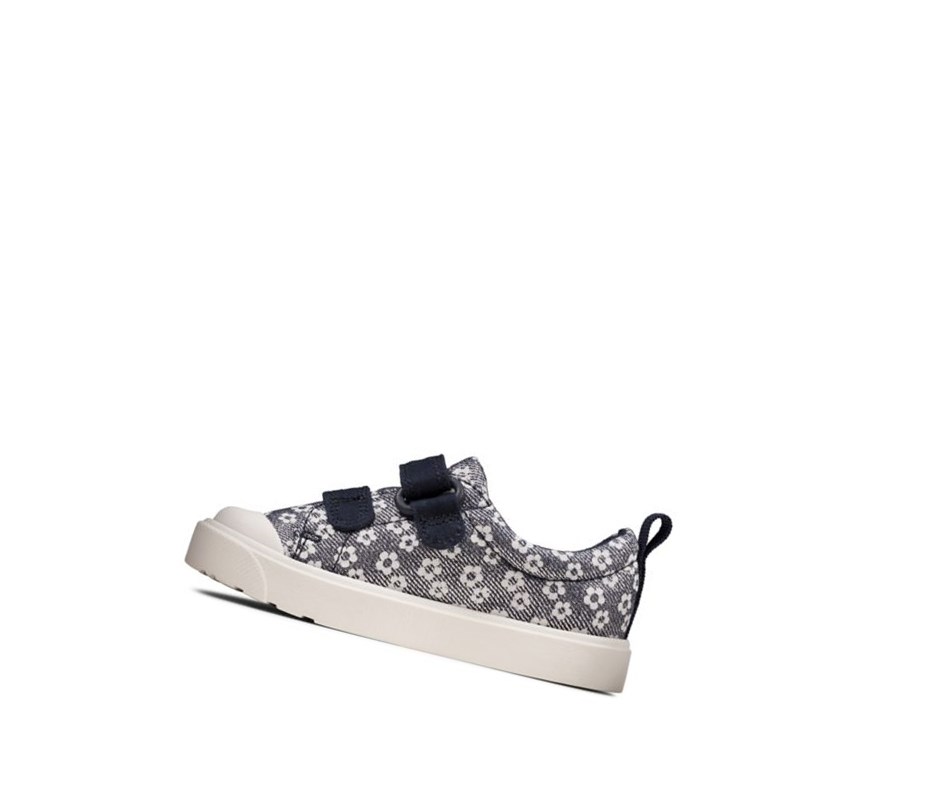 Zapatos Casuales Clarks City Bright Floral Niño Azul Marino | ALEV-59062