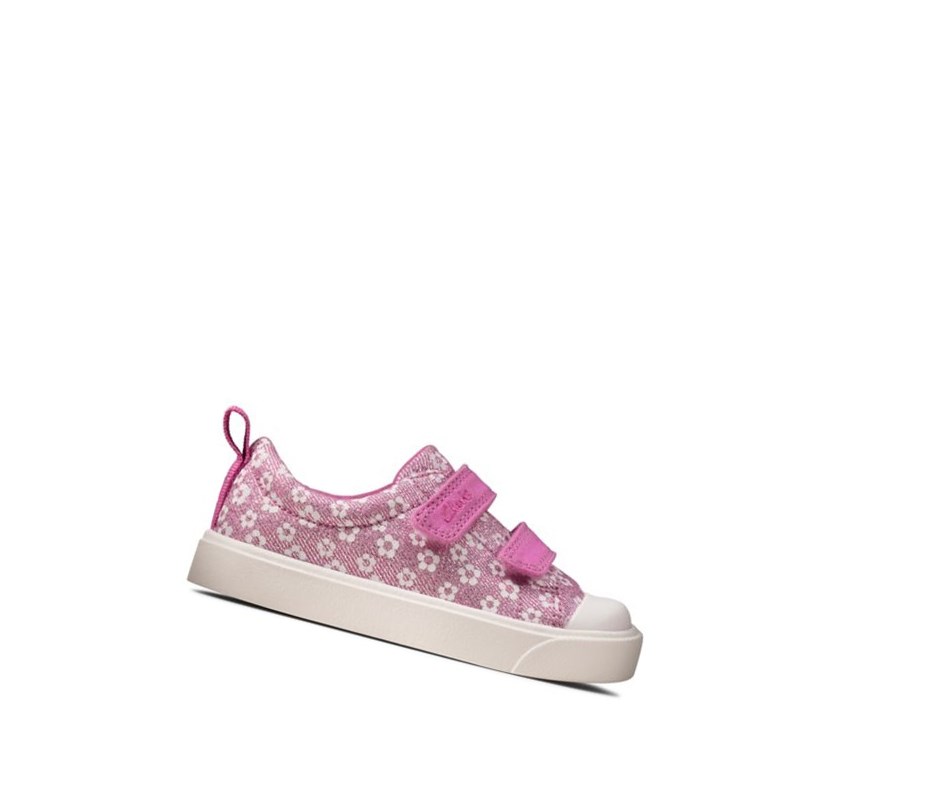 Zapatos Casuales Clarks City Bright Floral Niño Rosas | DONG-61392