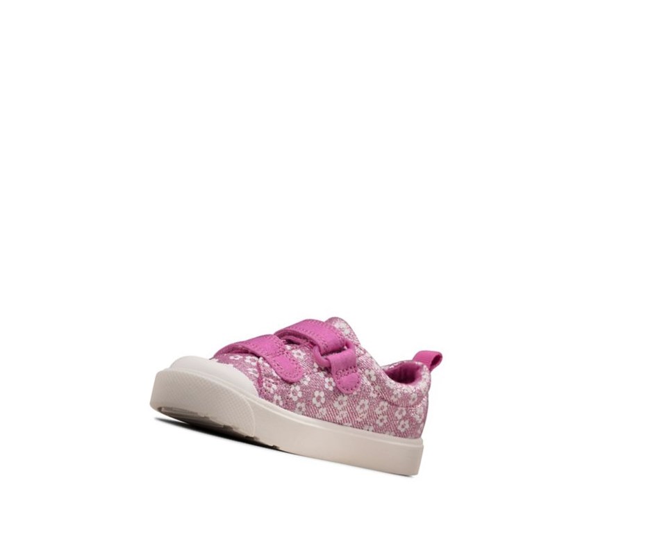 Zapatos Casuales Clarks City Bright Floral Niña Rosas | QOBV-68724