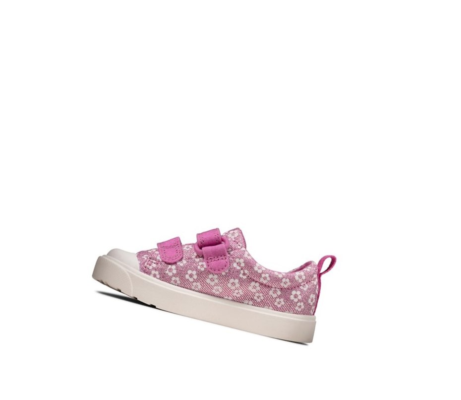 Zapatos Casuales Clarks City Bright Floral Niña Rosas | QOBV-68724