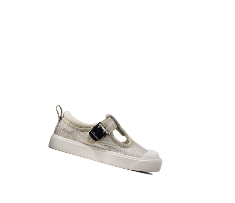 Zapatos Casuales Clarks City Dance T-bar Niño Plateadas | UKSC-90426