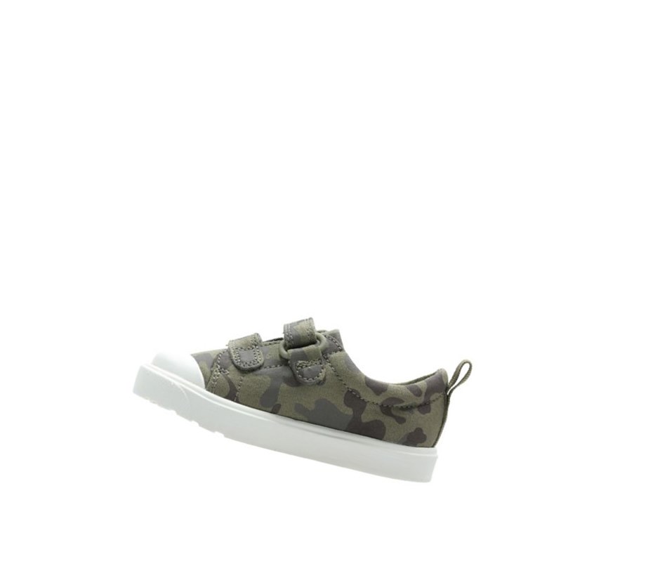 Zapatos Casuales Clarks City Flare Lo Niño Verde Oliva Camuflaje | KZVD-80327