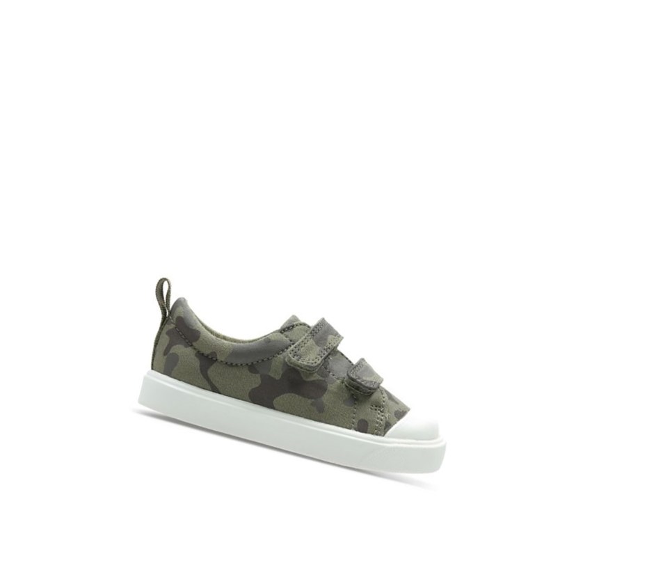 Zapatos Casuales Clarks City Flare Lo Niño Verde Oliva Camuflaje | KZVD-80327