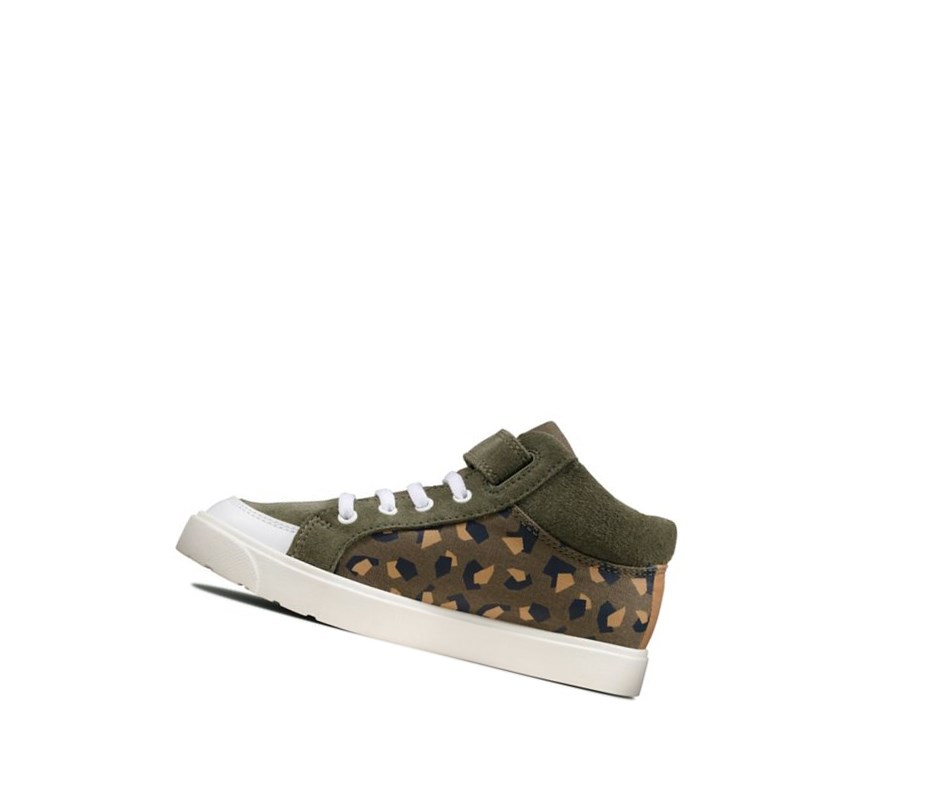 Zapatos Casuales Clarks City Hop Niño Verde Oliva Camuflaje | HDWX-73285