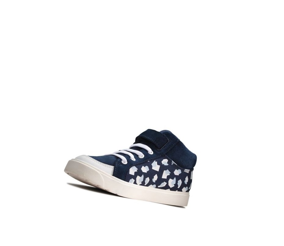 Zapatos Casuales Clarks City Hop Print Cuero Niña Azul Marino | VAMQ-39078