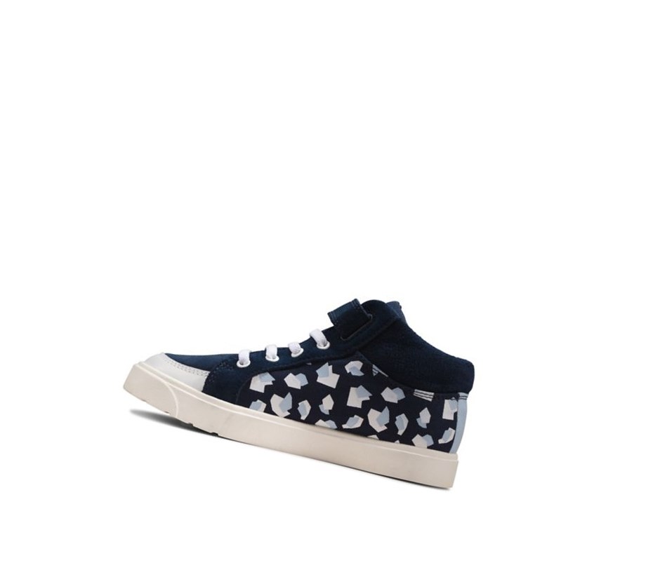 Zapatos Casuales Clarks City Hop Print Cuero Niño Azul Marino | VOEN-20461