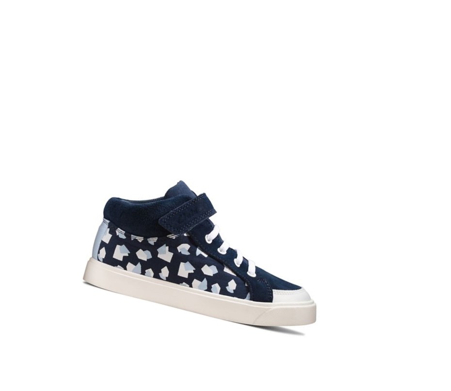 Zapatos Casuales Clarks City Hop Print Cuero Niño Azul Marino | VOEN-20461