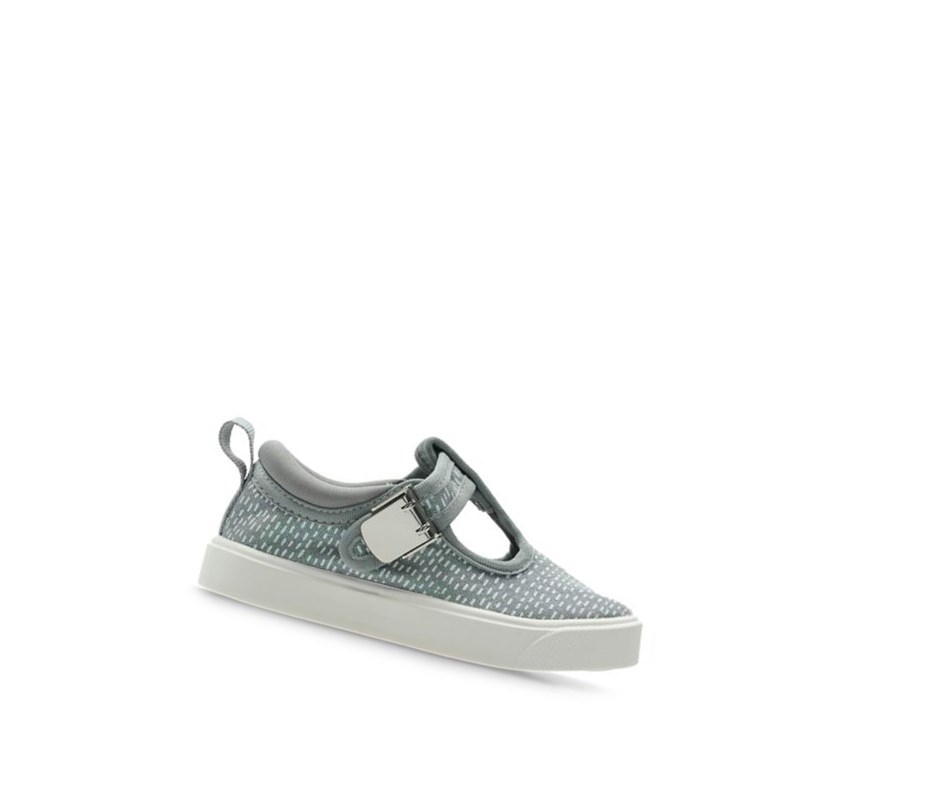 Zapatos Casuales Clarks City Spark T-bar Niña Plateadas Metal | LHDV-72350