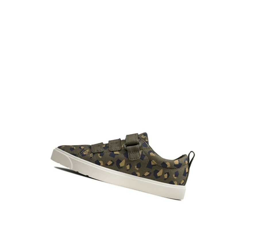 Zapatos Casuales Clarks City Vibe Niño Verde Oliva Camuflaje | TFWE-02385