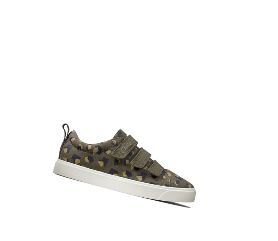 Zapatos Casuales Clarks City Vibe Niño Verde Oliva Camuflaje | TFWE-02385